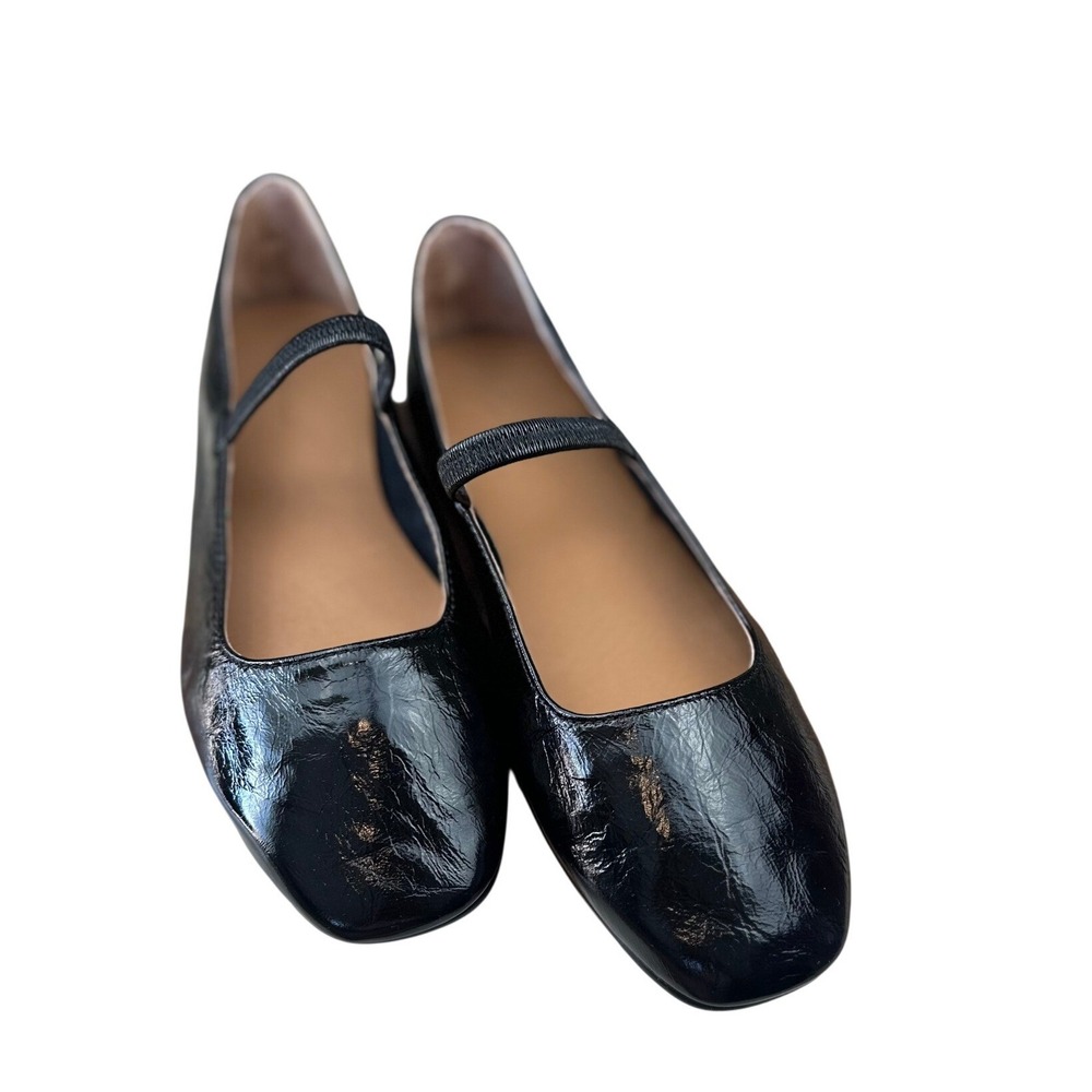 Madewell NWOB Greta Mary Jane Ballet Flats SZ7 Black NN044 Square Toe Leather